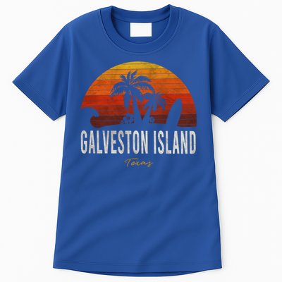 Galveston Island Tx Texas Beach Palms Vacation Surf Sundown Gift Tall T-Shirt