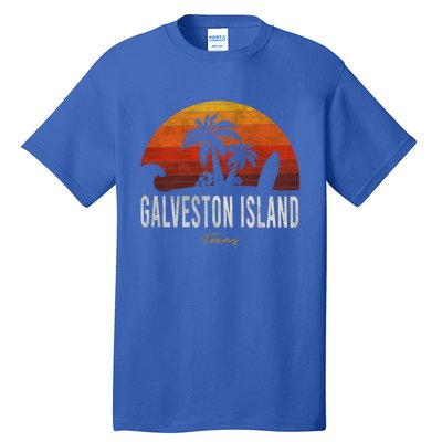 Galveston Island Tx Texas Beach Palms Vacation Surf Sundown Gift Tall T-Shirt