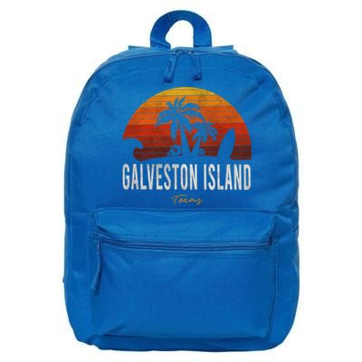 Galveston Island Tx Texas Beach Palms Vacation Surf Sundown Gift 16 in Basic Backpack