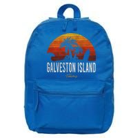 Galveston Island Tx Texas Beach Palms Vacation Surf Sundown Gift 16 in Basic Backpack