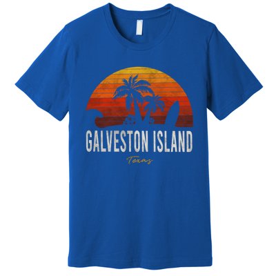 Galveston Island Tx Texas Beach Palms Vacation Surf Sundown Gift Premium T-Shirt