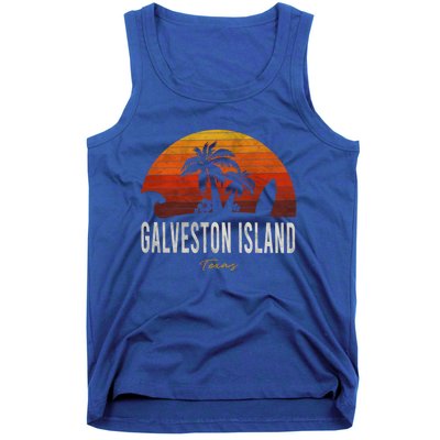 Galveston Island Tx Texas Beach Palms Vacation Surf Sundown Gift Tank Top