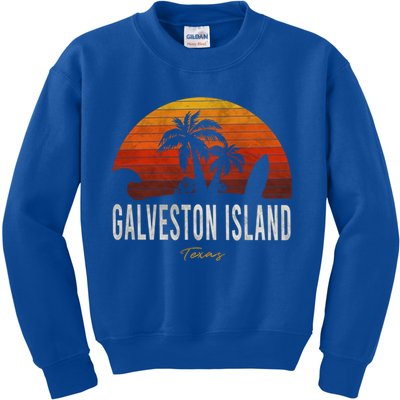 Galveston Island Tx Texas Beach Palms Vacation Surf Sundown Gift Kids Sweatshirt