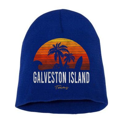 Galveston Island Tx Texas Beach Palms Vacation Surf Sundown Gift Short Acrylic Beanie