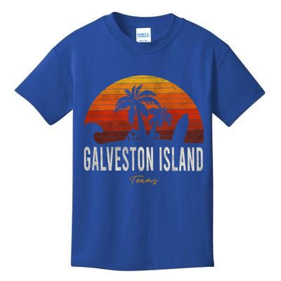 Galveston Island Tx Texas Beach Palms Vacation Surf Sundown Gift Kids T-Shirt