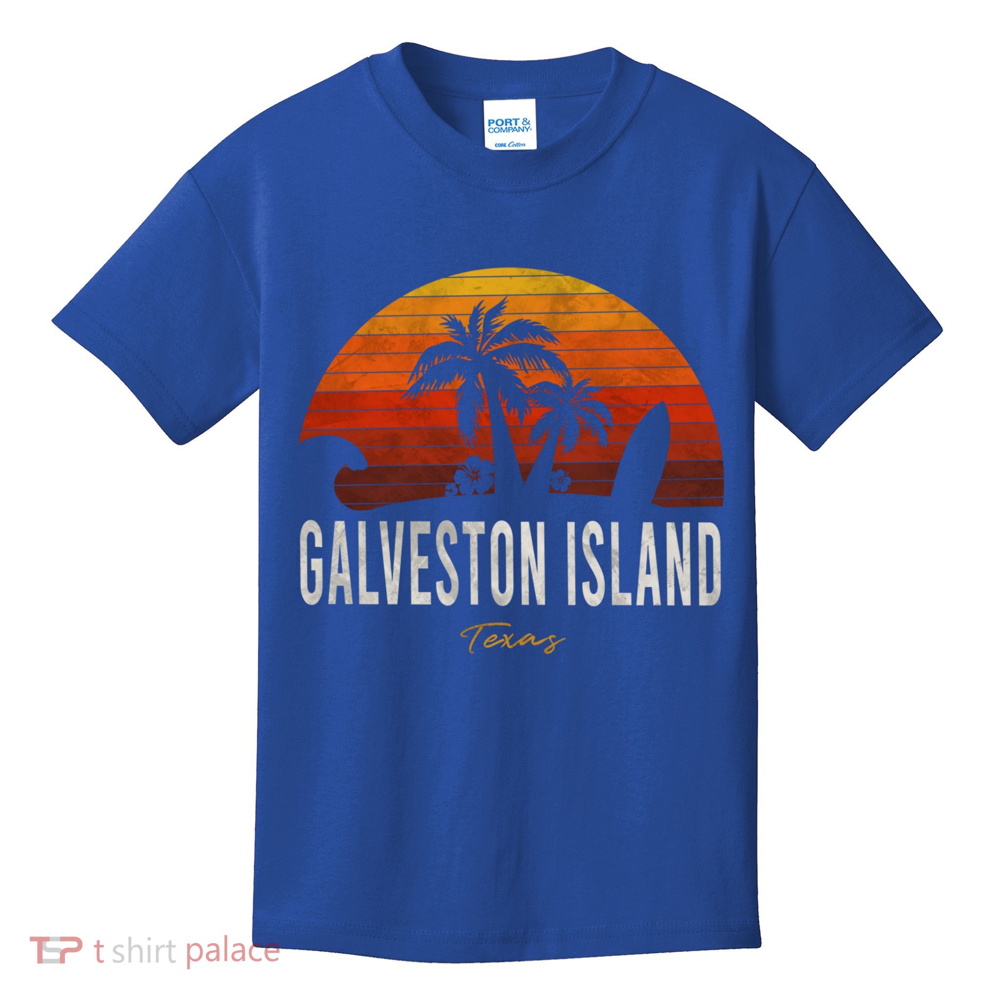 Galveston Island Tx Texas Beach Palms Vacation Surf Sundown Gift Kids T-Shirt
