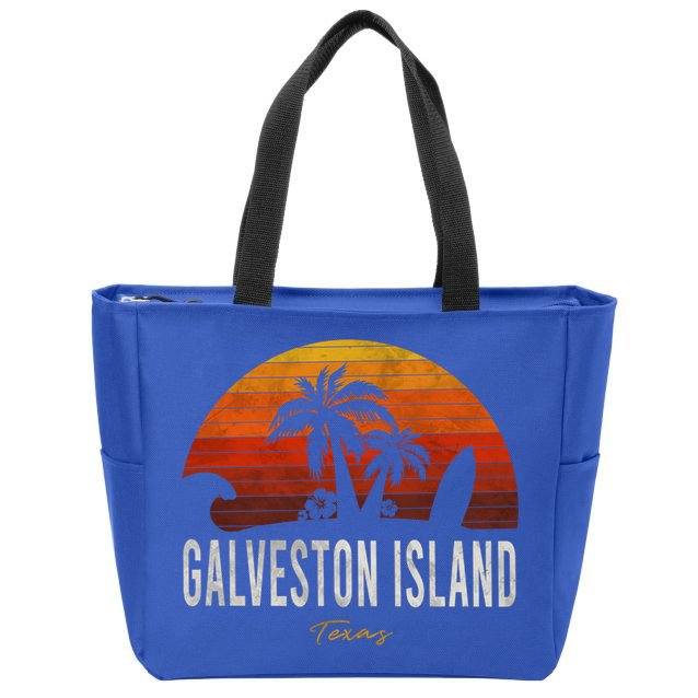 Galveston Island Tx Texas Beach Palms Vacation Surf Sundown Gift Zip Tote Bag