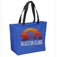 Galveston Island Tx Texas Beach Palms Vacation Surf Sundown Gift Zip Tote Bag