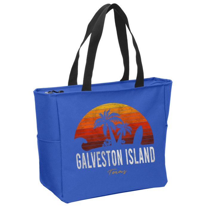 Galveston Island Tx Texas Beach Palms Vacation Surf Sundown Gift Zip Tote Bag