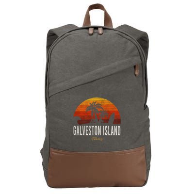 Galveston Island Tx Texas Beach Palms Vacation Surf Sundown Gift Cotton Canvas Backpack