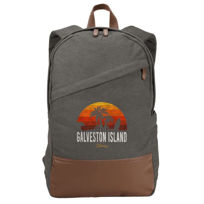 Galveston Island Tx Texas Beach Palms Vacation Surf Sundown Gift Cotton Canvas Backpack