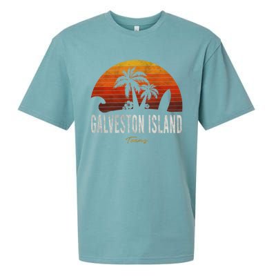 Galveston Island Tx Texas Beach Palms Vacation Surf Sundown Gift Sueded Cloud Jersey T-Shirt