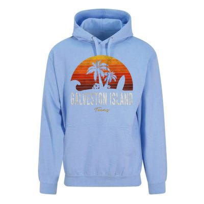 Galveston Island Tx Texas Beach Palms Vacation Surf Sundown Gift Unisex Surf Hoodie