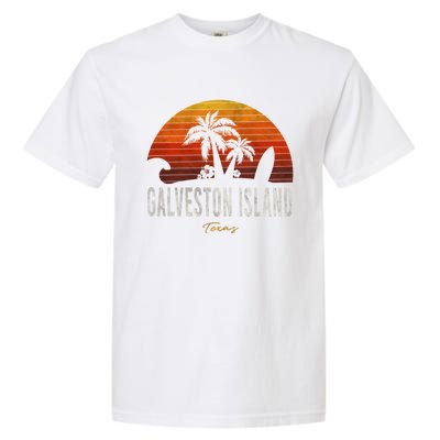 Galveston Island Tx Texas Beach Palms Vacation Surf Sundown Gift Garment-Dyed Heavyweight T-Shirt