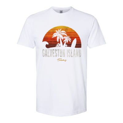 Galveston Island Tx Texas Beach Palms Vacation Surf Sundown Gift Softstyle CVC T-Shirt