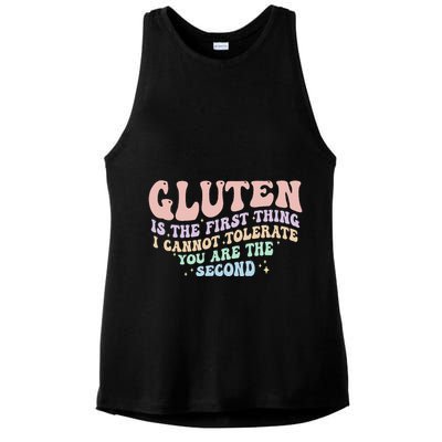 Gluten Is The First Thing I Cannot Tolerate Ladies PosiCharge Tri-Blend Wicking Tank