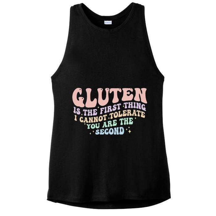 Gluten Is The First Thing I Cannot Tolerate Ladies PosiCharge Tri-Blend Wicking Tank