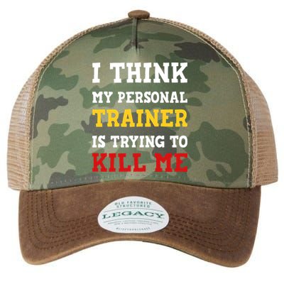 Gym I Think My Trainer Is Trying To Kill Me Personal Trainer Legacy Tie Dye Trucker Hat