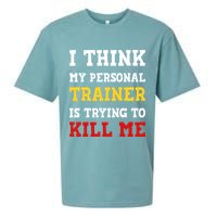 Gym I Think My Trainer Is Trying To Kill Me Personal Trainer Sueded Cloud Jersey T-Shirt