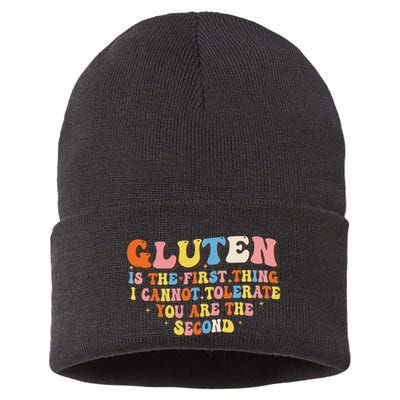 Gluten Is The First Thing I Cannot Tolerate Funny Sarcastic Sustainable Knit Beanie