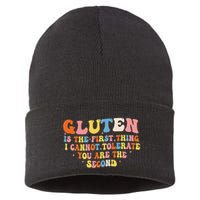 Gluten Is The First Thing I Cannot Tolerate Funny Sarcastic Sustainable Knit Beanie