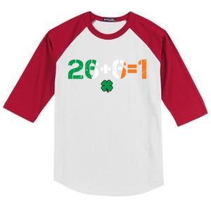 Green Irish Unity 26 + 6 = 1 St Paddys Day Ireland Gift Kids Colorblock Raglan Jersey