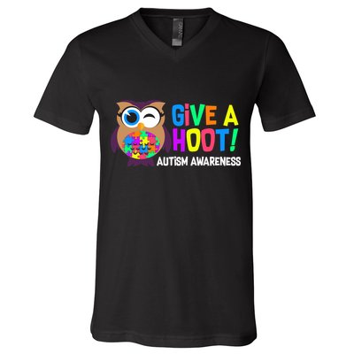 Give A Hoot Autism Awareness V-Neck T-Shirt