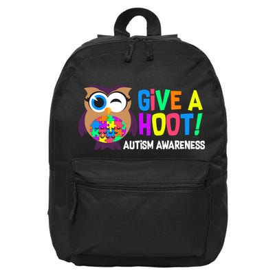 Give A Hoot Autism Awareness 16 in Basic Backpack