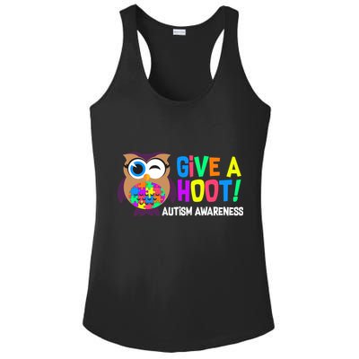 Give A Hoot Autism Awareness Ladies PosiCharge Competitor Racerback Tank
