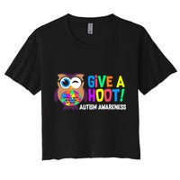 Give A Hoot Autism Awareness Women's Crop Top Tee