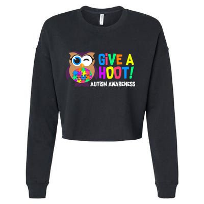 Give A Hoot Autism Awareness Cropped Pullover Crew