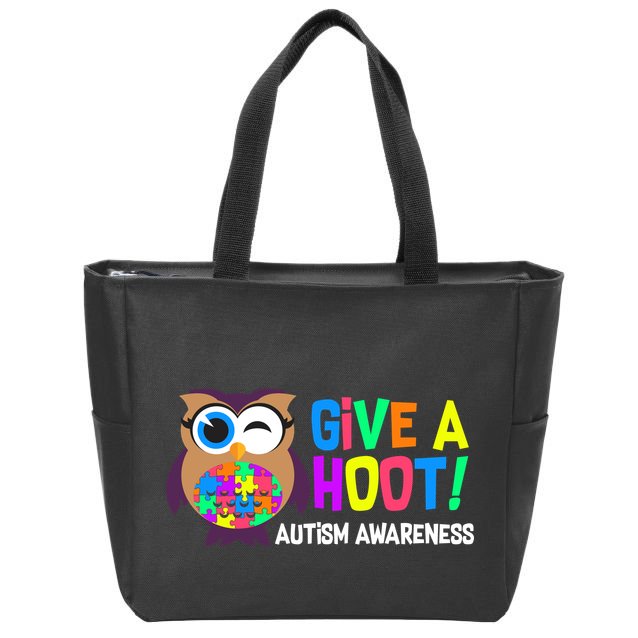 Give A Hoot Autism Awareness Zip Tote Bag