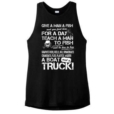 Give A Man A Fish A Boat And A Truck Ladies PosiCharge Tri-Blend Wicking Tank