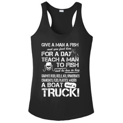Give A Man A Fish A Boat And A Truck Ladies PosiCharge Competitor Racerback Tank