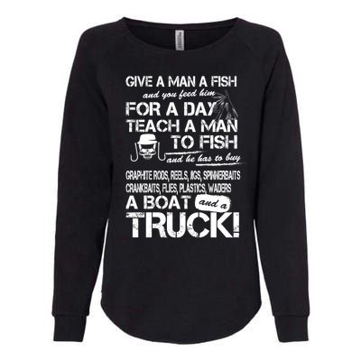 Give A Man A Fish A Boat And A Truck Womens California Wash Sweatshirt