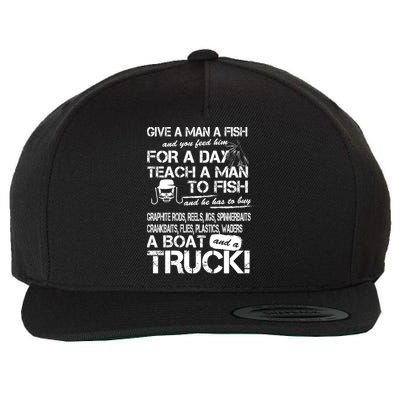 Give A Man A Fish A Boat And A Truck Wool Snapback Cap