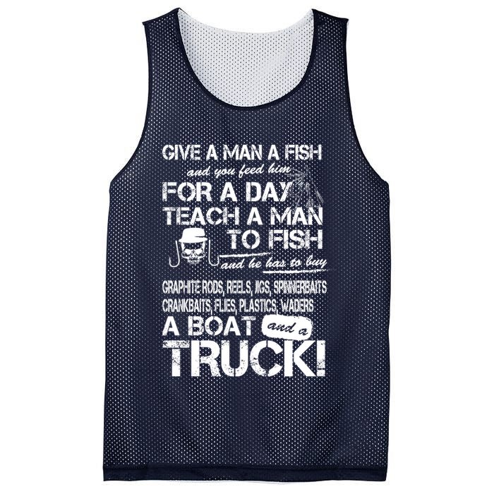 Give A Man A Fish A Boat And A Truck Mesh Reversible Basketball Jersey Tank