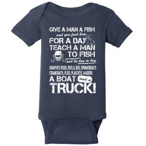 Give A Man A Fish A Boat And A Truck Baby Bodysuit