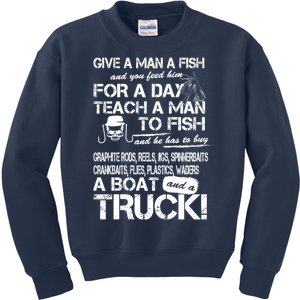 Give A Man A Fish A Boat And A Truck Kids Sweatshirt