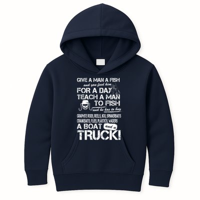 Give A Man A Fish A Boat And A Truck Kids Hoodie