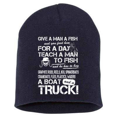 Give A Man A Fish A Boat And A Truck Short Acrylic Beanie