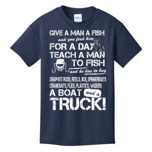 Give A Man A Fish A Boat And A Truck Kids T-Shirt