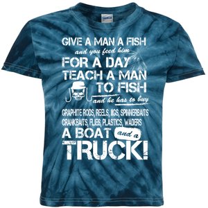 Give A Man A Fish A Boat And A Truck Kids Tie-Dye T-Shirt