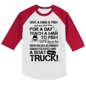 Give A Man A Fish A Boat And A Truck Kids Colorblock Raglan Jersey