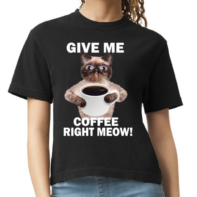 Give Me Coffee Right Meow Comfort Colors Boxy T-Shirt