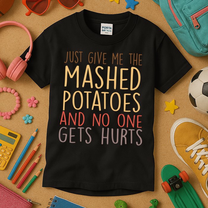 Give Me Mashed Potatoes No One Gets Hurt Kids T-Shirt