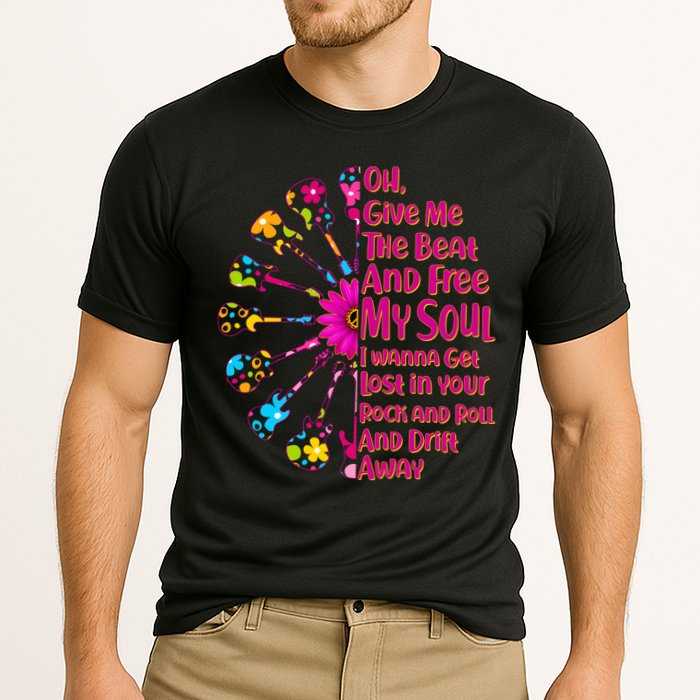 Give Me The Beat Hippie Guitars Cooling Performance Crew T-Shirt