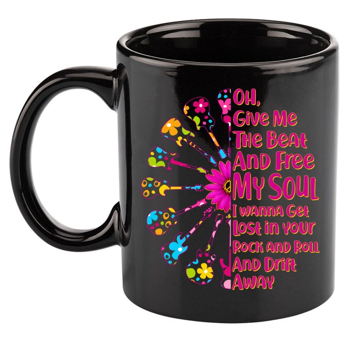 Give Me The Beat Hippie Guitars 11oz C Handle Ceramic Mug