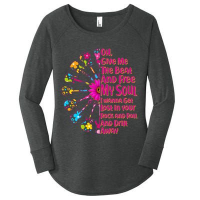 Give Me The Beat Hippie Guitars Women's Perfect Tri Tunic Long Sleeve Shirt
