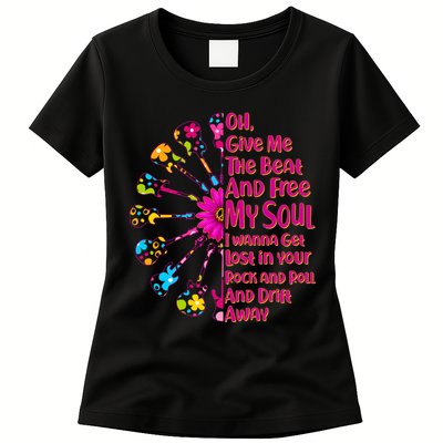Give Me The Beat Hippie Guitars Womens T-Shirt